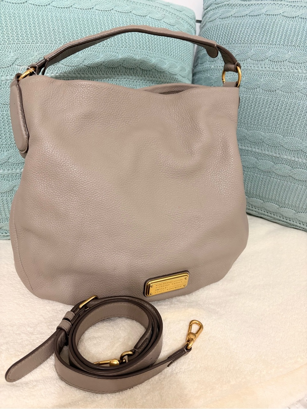 MARC JACOBS Taupe Leather Hobo Bag - Women's Shoulder Bag